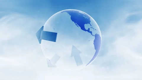 Looping recycle arrows around earth sphere Stock Footage 340236349