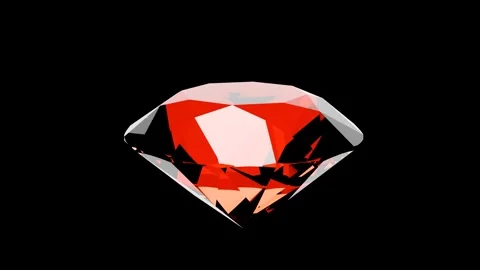 Looping Red Diamond Spinning in 3D Animation on White Background Stock Footage 309202934
