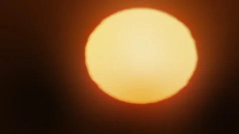 Looping Red Orange Sun Cinematic Telephoto behind Strong Heat Distortion Stock Footage 121574069