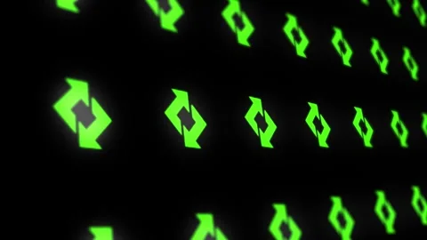 Looping Restoring Icon Pattern with Green Glow Arrow Stock Footage 308539164