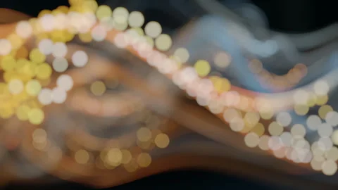 Looping River of Glowing Line Waves and Particles of Glowing Light Textures Stock Footage 314905675