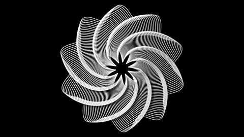 Looping rotation animation of circular geometric decagon shape from multiple lin Stock Footage 303687597