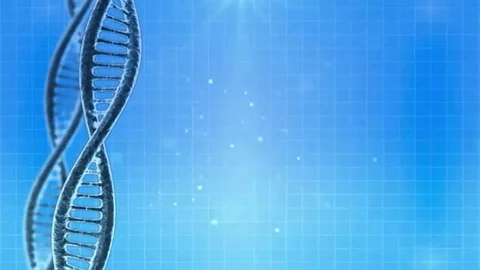 Looping science background with DNA molecule and particulars Video stock 98247377