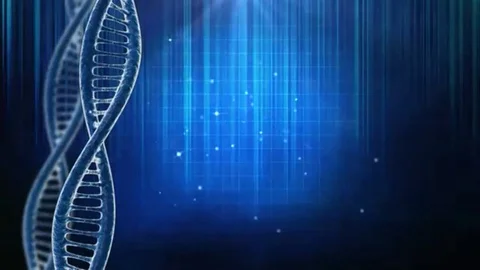 Looping science background with DNA molecule and particulars Stock Footage 98247379
