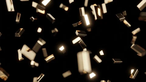 Looping seamless animation rain of falling gold bars, glitter, blur, depth of Stock Footage 239916859