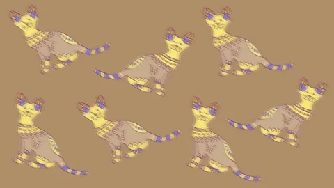 Looping seamless pattern with cats Stock Footage 116333359