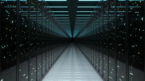 Looping Server Racks with flickering lights from indicators.Network and data Stock Footage 251915117