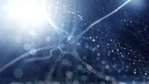 Looping shining nerve cell on a digital ai network Stock Footage 340238510