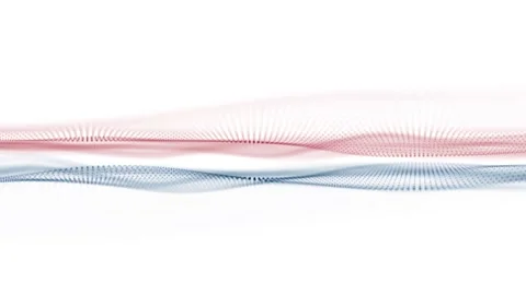 Looping smooth dotted digital blue and red waves on clean white background Vídeos de archivo 338406779