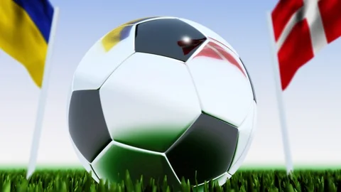 Looping Soccer Ball Denmark vs. Ukraine Video stock 124560700