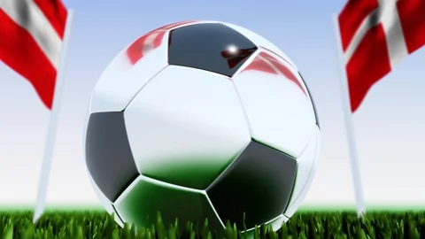 Looping Soccer Ball Denmark vs. Austria Video stock 124561484
