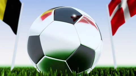 Looping Soccer Ball Denmark vs. Belgium Stock Footage 124562173
