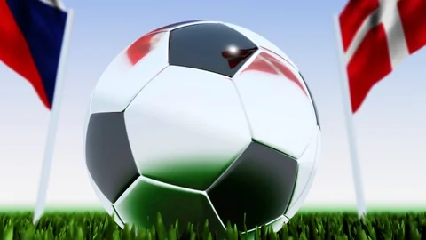 Looping Soccer Ball Denmark vs. Czech Republic Stock Footage 124563155