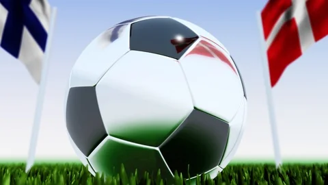 Looping Soccer Ball Denmark vs. Finland Stock-Footage 124564518