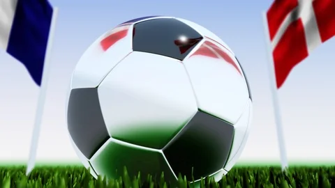 Looping Soccer Ball Denmark vs. France Video stock 124565077