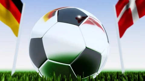 Looping Soccer Ball Denmark vs. Germany Video stock 124565923