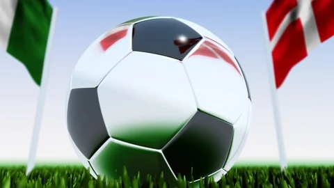 Looping Soccer Ball Denmark vs. Italy Stock Footage 124566494