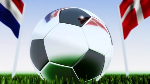 Looping Soccer Ball Denmark vs. Netherlands Stock Footage 124567197