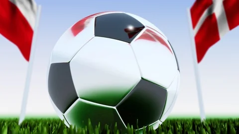 Looping Soccer Ball Denmark vs. Poland Video stock 124567805