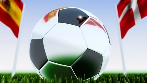 Looping Soccer Ball Denmark vs. Spain Video stock 124569333