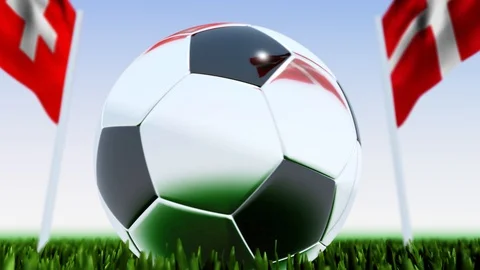 Looping Soccer Ball Denmark vs. Switzerland Video stock 124579711
