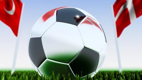 Looping Soccer Ball Denmark vs. Turkey Stock Footage 124580258