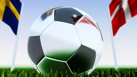 Looping Soccer Ball Denmark vs. Sweden Video stock 124642146