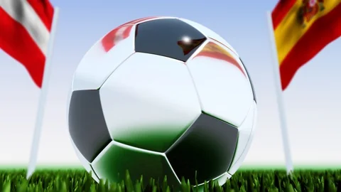 Looping Soccer Ball Spain vs. Austria Video stock 126635449