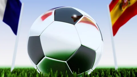 Looping Soccer Ball Spain vs. France Stock Footage 126643071