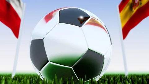 Looping Soccer Ball Spain vs. Poland Stock Footage 126647103