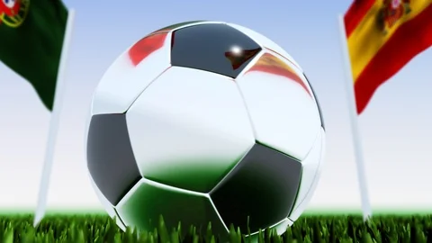 Looping Soccer Ball Spain vs. Portugal Stock Footage 126648381