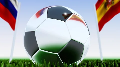 Looping Soccer Ball Spain vs. Russia Video stock 126718422