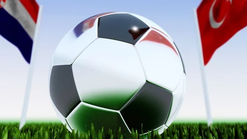 Looping Soccer Ball Turkey vs. Croatia Stock Footage 128181052