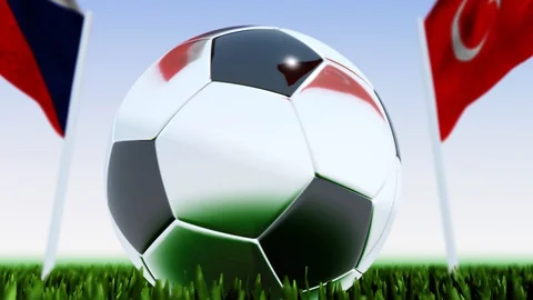 Looping Soccer Ball Turkey vs. Czech Republic Stock Footage 128181271