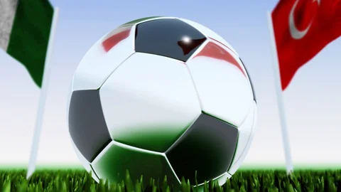 Looping Soccer Ball Turkey vs. Italy Stock Footage 128182685