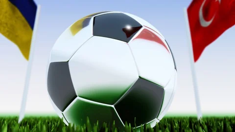 Looping Soccer Ball Turkey vs. Ukraine Stock Footage 128184286