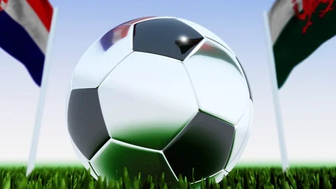 Looping Soccer Ball Wales vs. Croatia Stock Footage 128662942