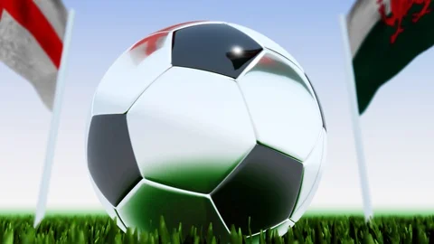 Looping Soccer Ball Wales vs. England Stock Footage 128665592