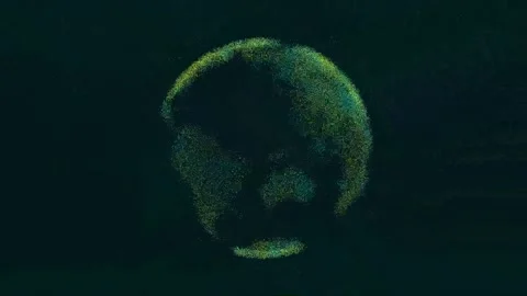 Looping Spinning Earth Globe Animation Made Of Particles Video stock 138451217