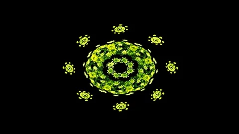 Looping spiral and circle abstract motion design on black background Stock Footage 124494980