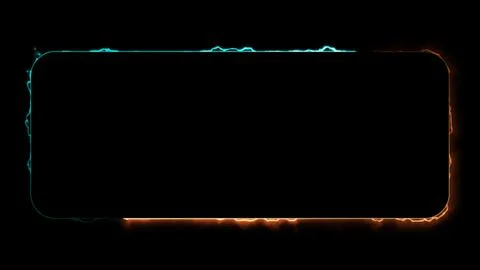 Looping square glowing neon frame effect, black background. Stock Illustration