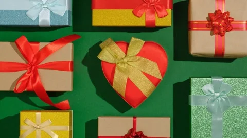 Looping stop motion animation with variety of colorful Christmas and New Year Stock Footage 253810996