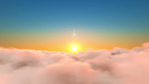 Looping sunrise flying over clouds Stock Footage 246698349