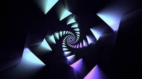 Looping symmetrical abstract motion of triangles on a black background. Design Stock Illustration