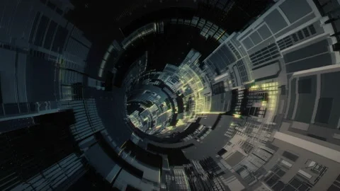 Looping Technological Sci Fi spaceship tunnel. Stock Footage 124860455