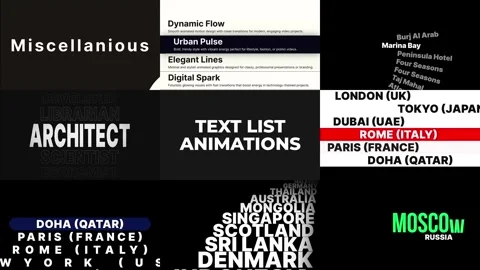 Looping Text List Stock After Effects