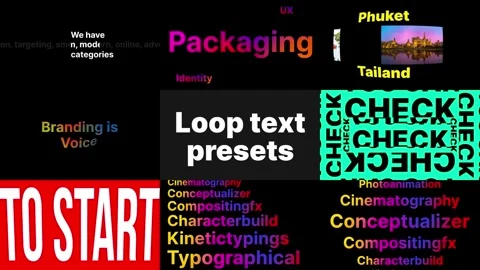 Looping Text List Animation Stock After Effects