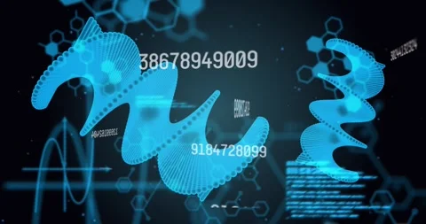 Looping three ribbons appearing rotating morphing visualizing data with shifting Video stock 331227418