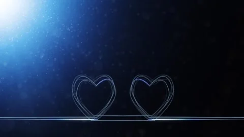 Looping two animated hearts on blue artistic space background Vidéo 337513311