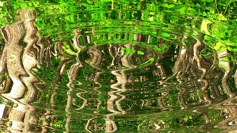 Looping UHD 3D animation of the ripples on a water with a forest reflections Stockbeeldmateriaal 98137945